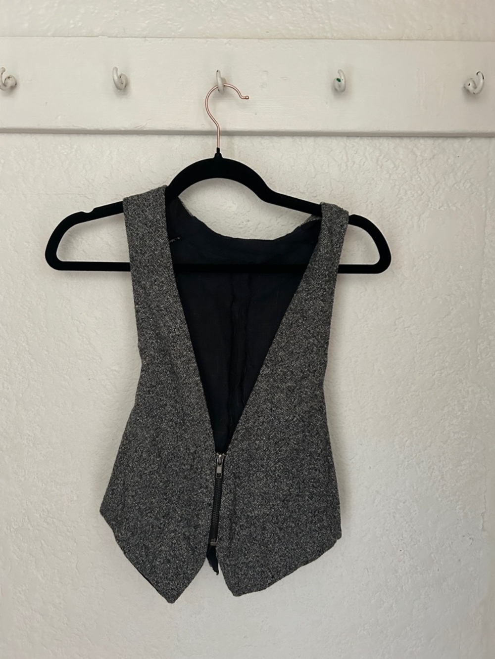 Womens Gray Tweed Zip-Front Vest - Picture 1 of 5
